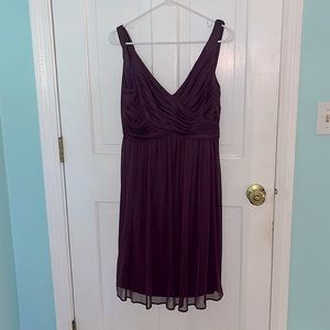 Short Pleated Plum Dress